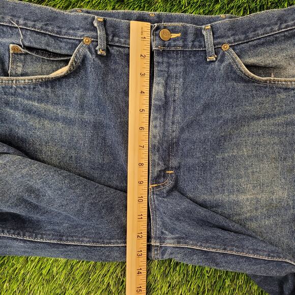 Vintage 70s LEE Whiskered Jeans 35x28 Dark-Wash Talon-Zip - Picture 15 of 16